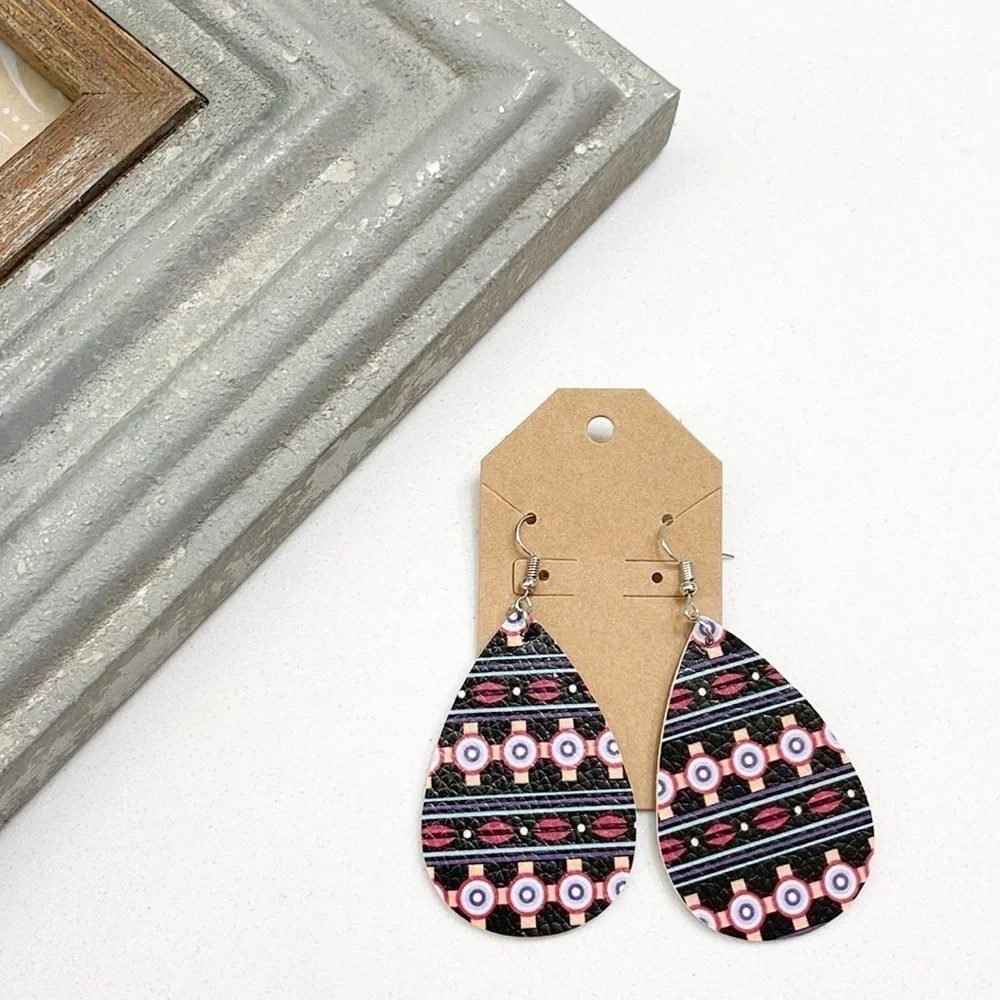 Geometric print teardrop hand made earrings